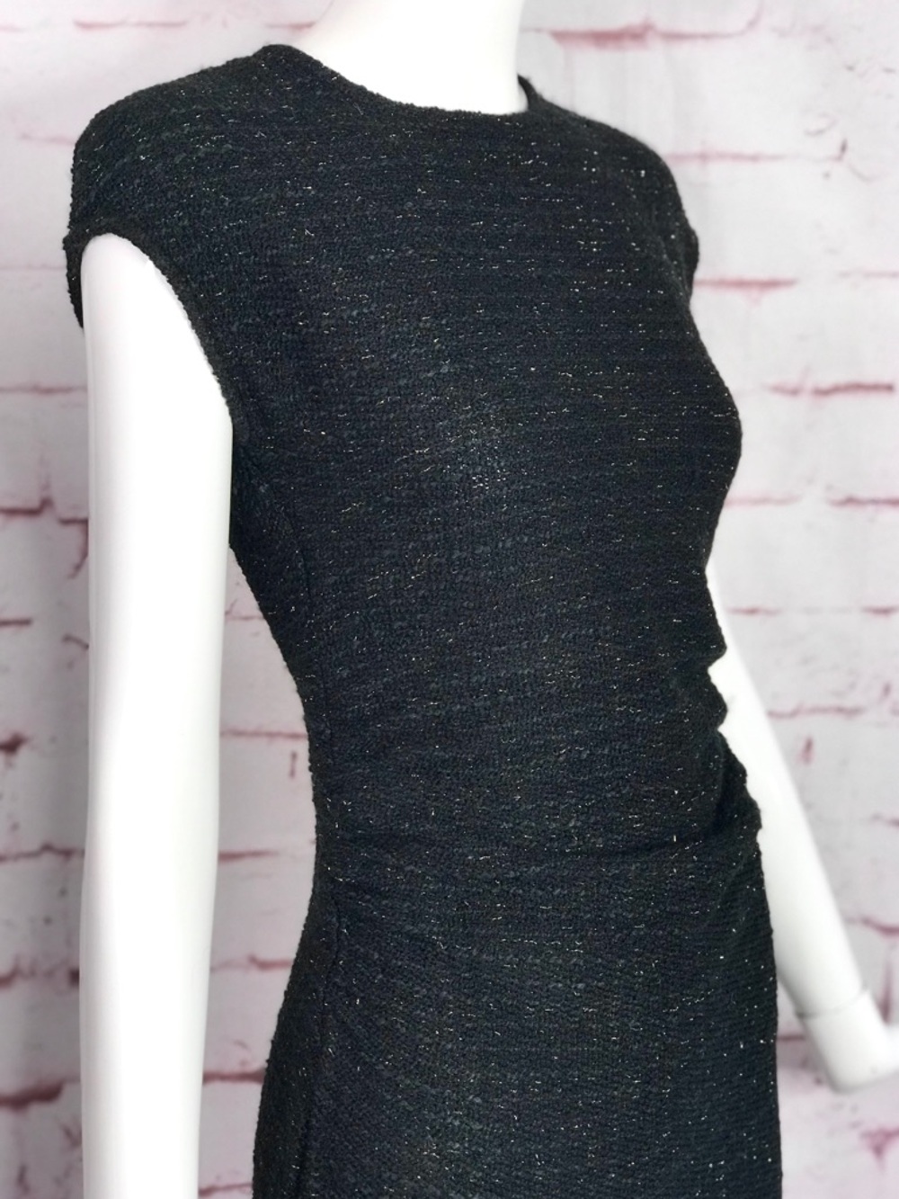 ZARA NWT Metallic Thread Midi Dress Size Small Black Knit Gold Blue Flecks NEW - Picture 16 of 16
